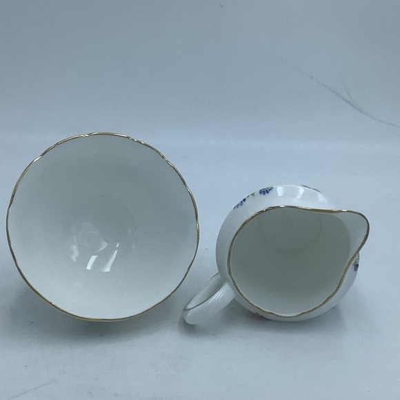 Crown Staffordshire England Bone China Floral Creamer and Sugar - Picture 6 of 9